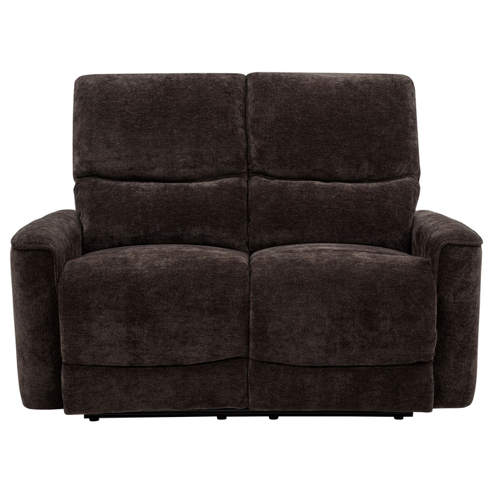 Navarro Chenille Upholstered Reclining Loveseat Dark Brown