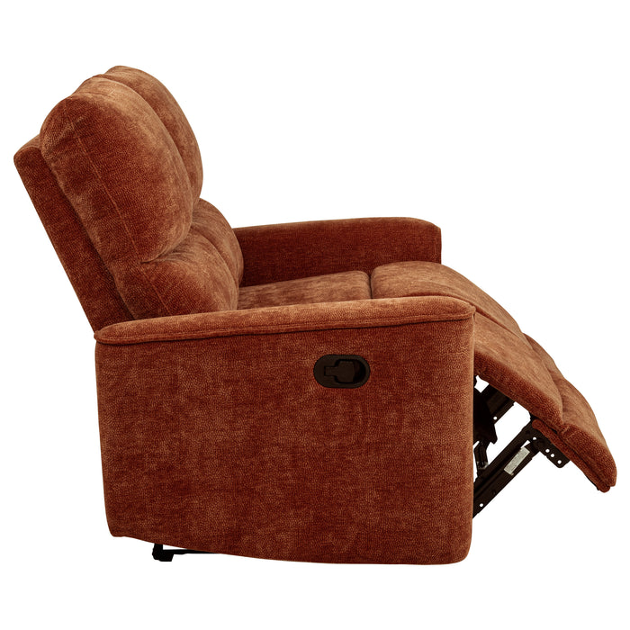 Navarro Chenille Upholstered Reclining Loveseat Burnt Orange