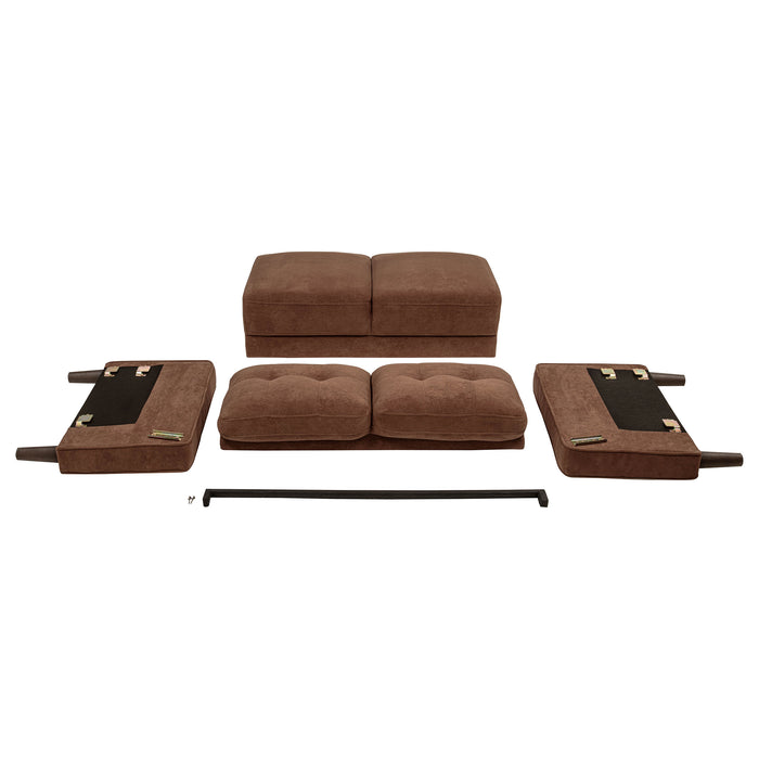 Bowen II 2-piece Fabric Upholstered Track Arm Sofa Set Rust