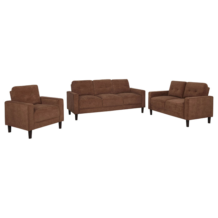 Bowen II 3-piece Fabric Upholstered Track Arm Sofa Set Rust