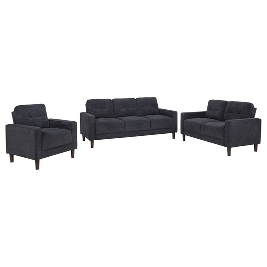 Bowen II 3-piece Upholstered Track Arm Sofa Set Steel Grey