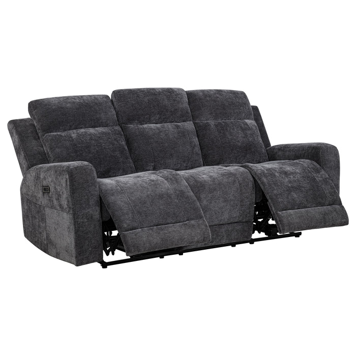 Kennett Chenille Upholstered Power Reclining Sofa Dark Grey