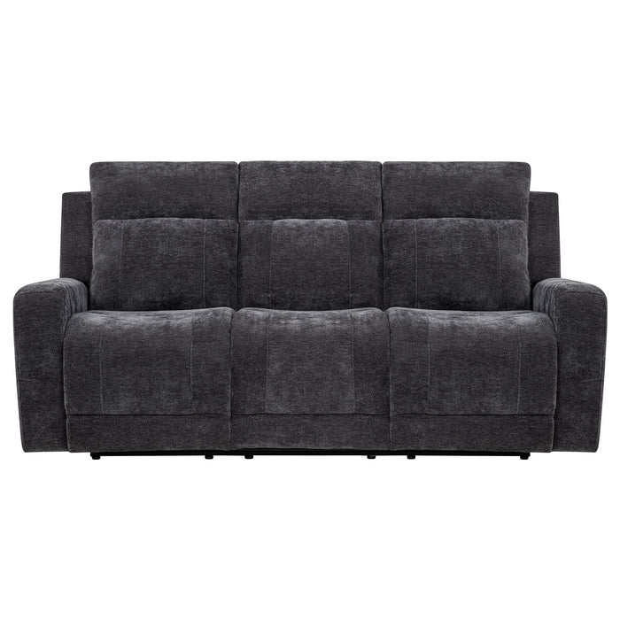 Kennett Chenille Upholstered Power Reclining Sofa Dark Grey