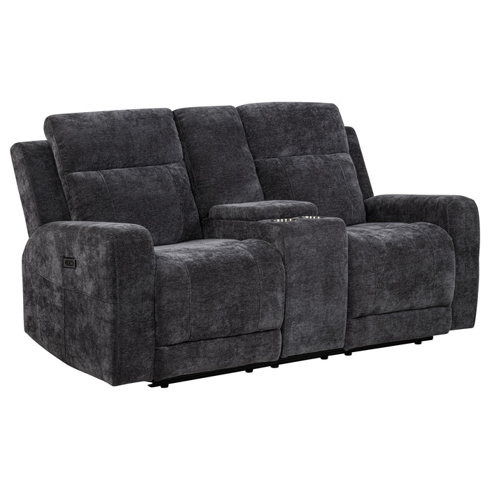 Kennett 2-piece Chenille Power Reclining Sofa Set Dark Grey