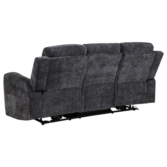 Kennett 3-piece Chenille Power Reclining Sofa Set Dark Grey