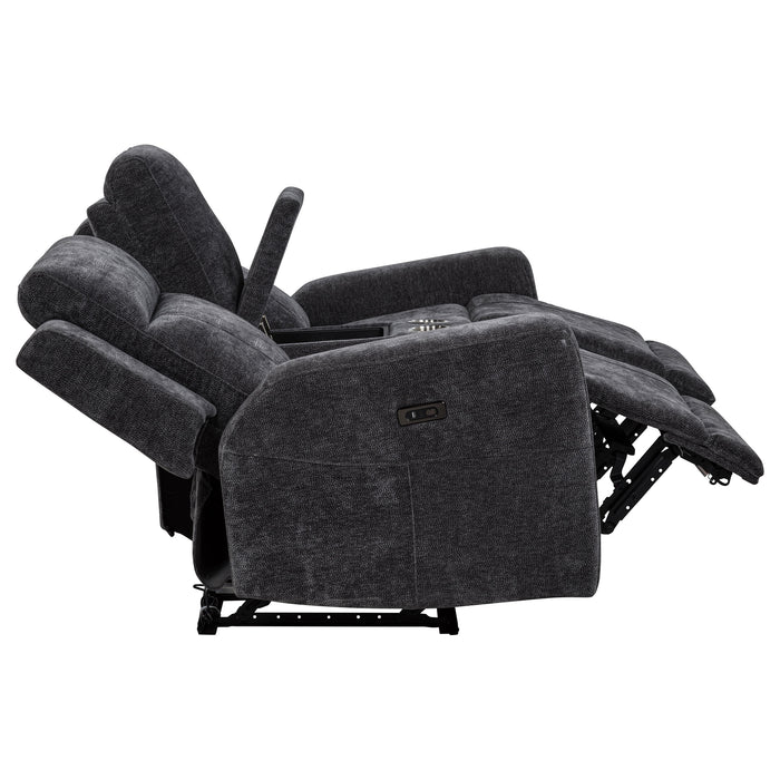 Kennett 3-piece Chenille Power Reclining Sofa Set Dark Grey