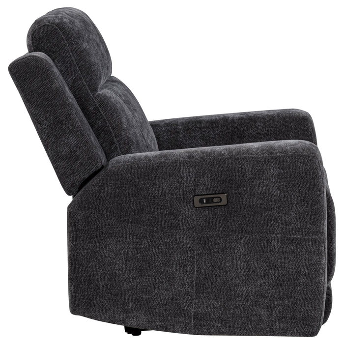 Kennett Chenille Upholstered Power Recliner Chair Dark Grey