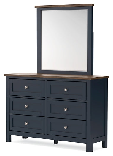 Landocken Full Panel Headboard with Mirrored Dresser, Chest and Nightstand