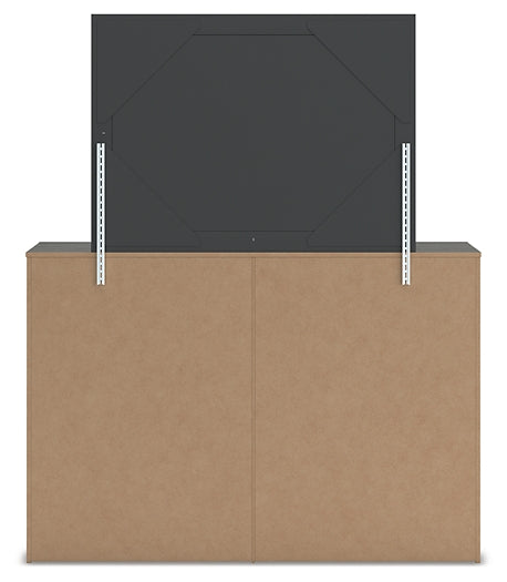 Fraluna Queen Panel Bed with Mirrored Dresser