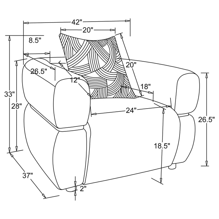 Jeanette 3-piece Fabric Upholstered Round Arm Sofa Set Beige