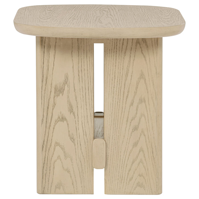 Kailani Coastal Square End Side Table with Shelf Beige Oak