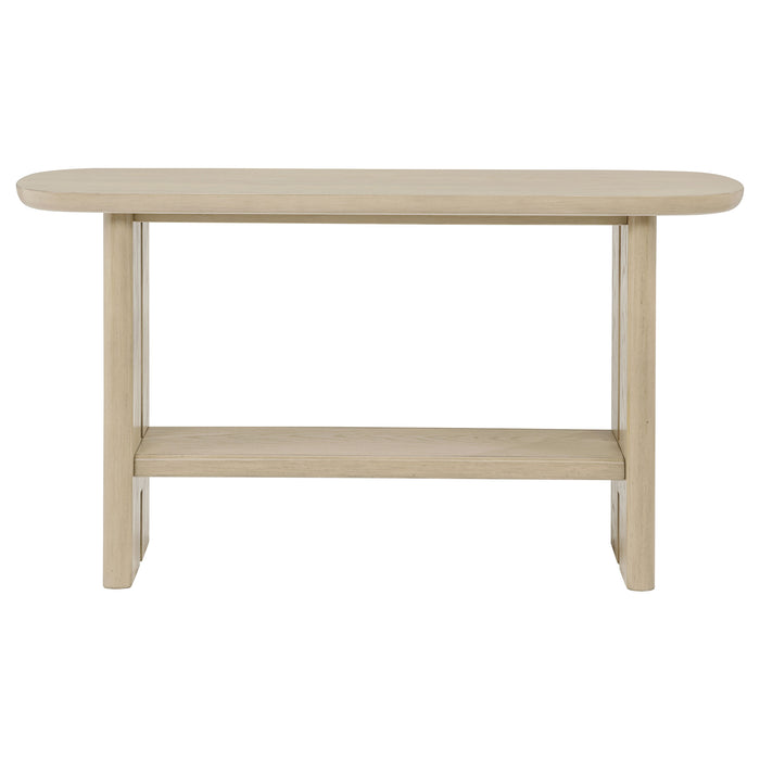 Kailani Coastal Sofa Console Table with Shelf Beige Oak