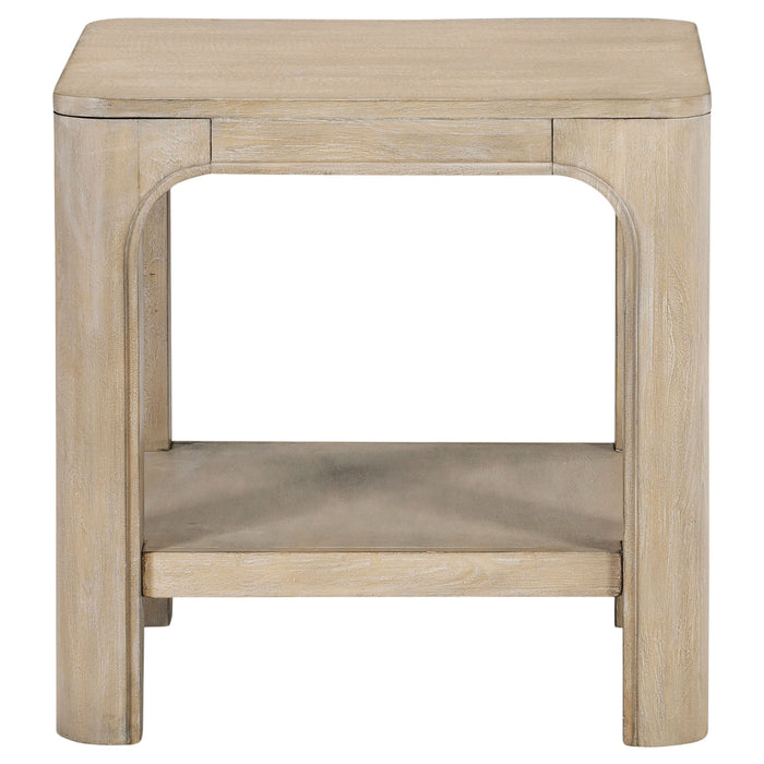 Solano Square Wood Side End Table with Shelf Weathered Mango