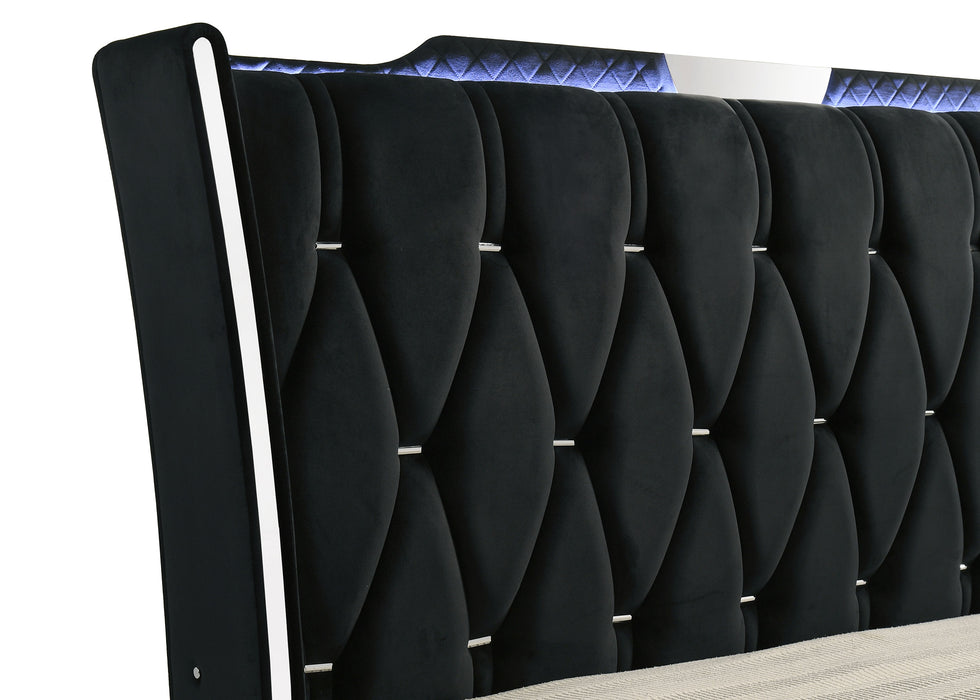 Lorient Eastern King LED Upholstered Bed Black