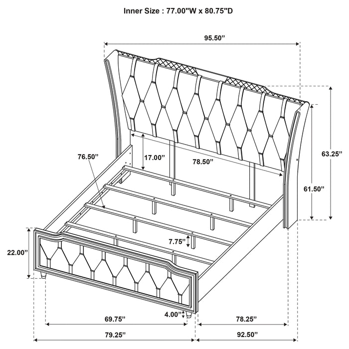 Lorient Eastern King LED Upholstered Bed Black