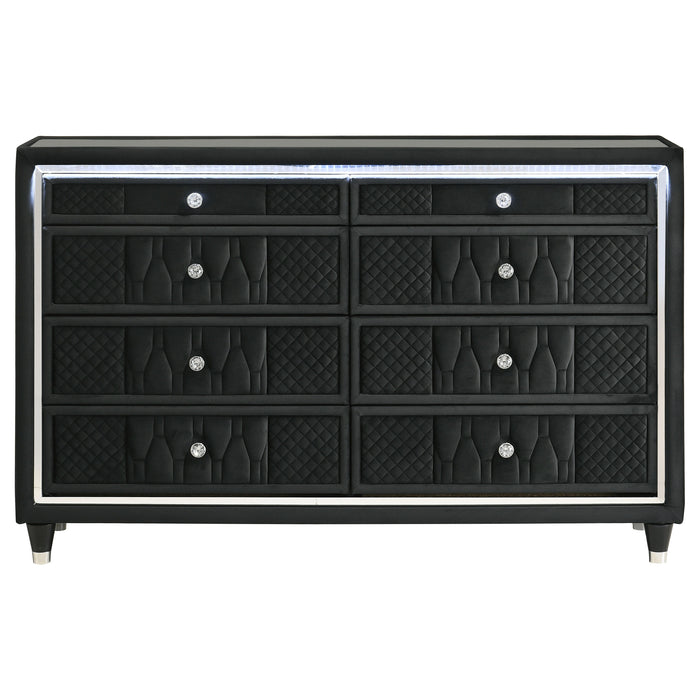 Lorient 8-drawer LED Bedroom Dresser Cabinet Black