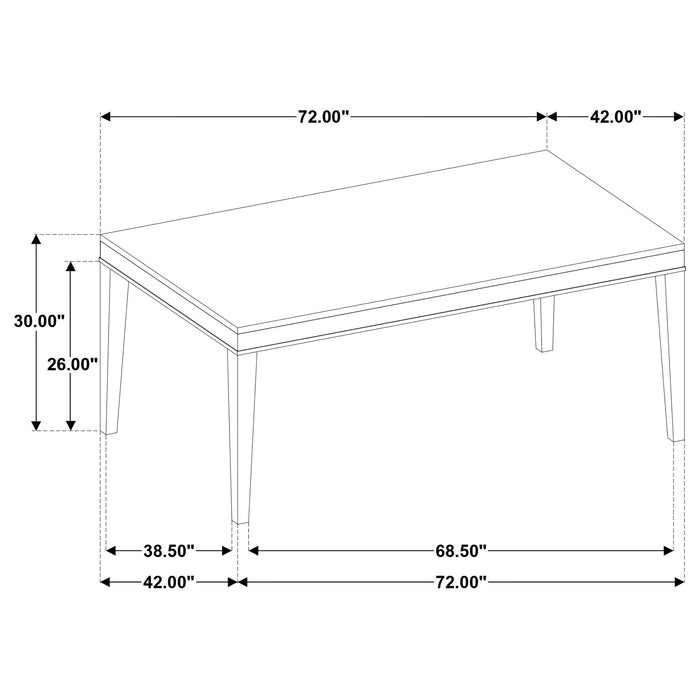 Averill 72-inch Rectangular White Marble Top Dining Table Coffee Bean