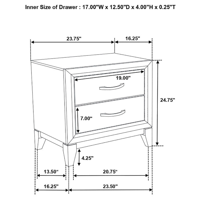 Valen 2-drawer Nightstand Bedside Table Light Taupe