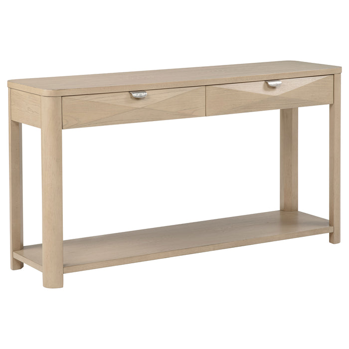 Marcelo Sofa Console Table with 2 Drawers and Shelf Light Elm