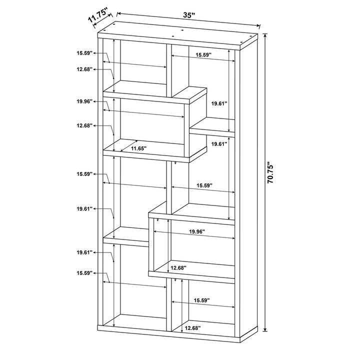 Theo 71-inch 6-shelf Bookshelf Mango