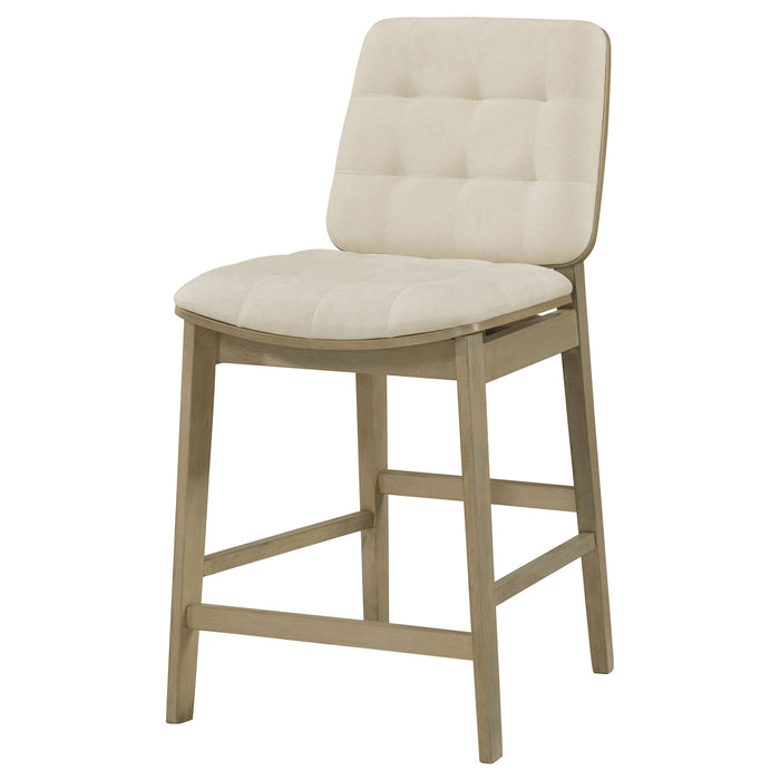 Redbridge Velvet Upholstered Counter Chair Cream and Natural Oak (Set of 2)
