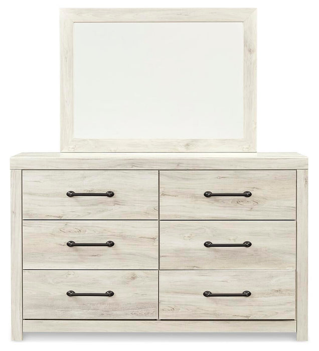 Cambeck Queen Panel Bed with 4 Storage Drawers with Mirrored Dresser, Chest and Nightstand