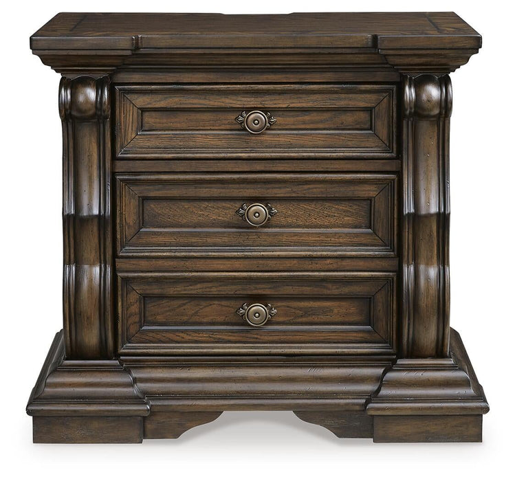 Maylee California King Upholstered Bed, Dresser, Mirror, Chest and Nightstand