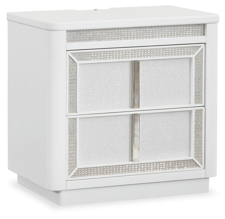 Chalanna Queen Upholstered Storage Bed, Dresser, Mirror, Chest and Nightstand
