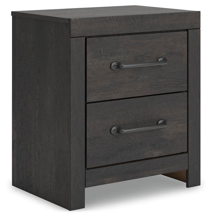 Delmorta Full Panel Bed with Storage, Dresser, Mirror, Chest and Nightstand
