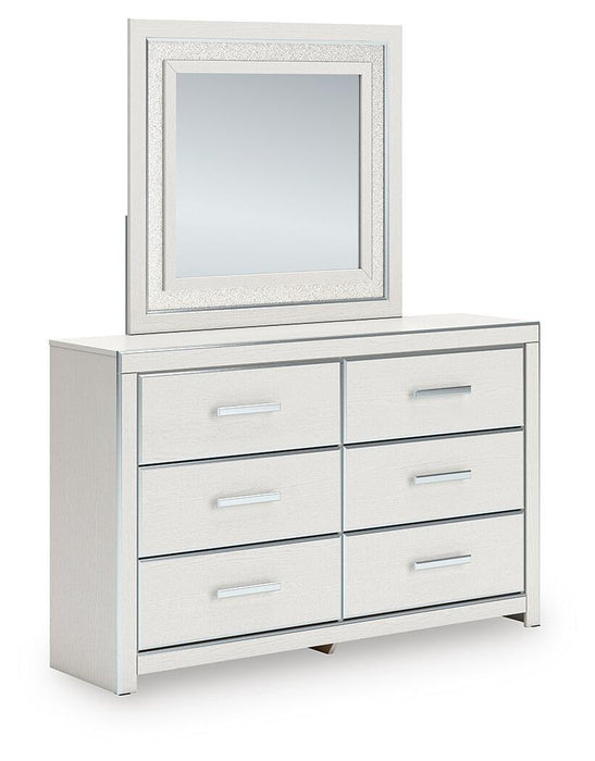 Zuraleus King Upholstered Panel Platform Bed, Dresser and Mirror