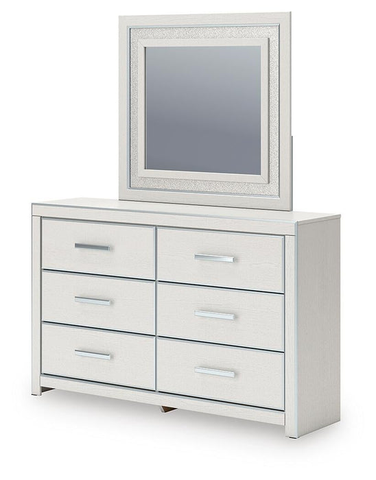 Birmonton King Upholstered Panel Platform Storage Bed, Dresser and Mirror
