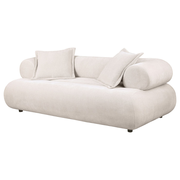 Eskola 3-seat Chenille Sofa with Rounded Shelter Arms Ivory