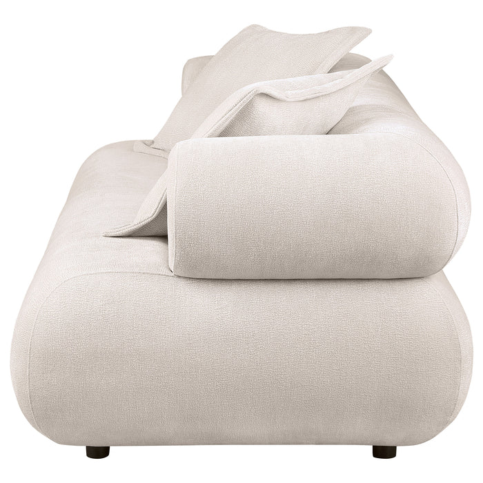 Eskola 3-seat Chenille Sofa with Rounded Shelter Arms Ivory