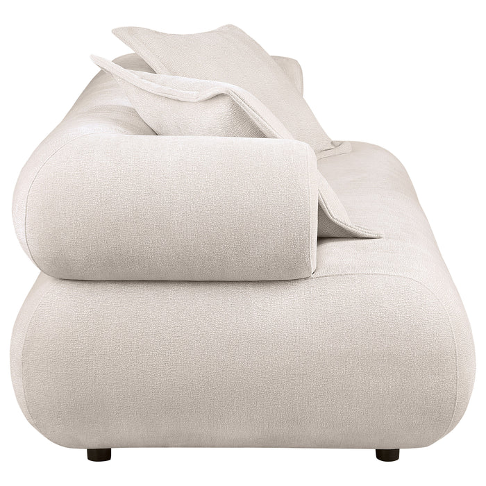 Eskola 3-seat Chenille Sofa with Rounded Shelter Arms Ivory