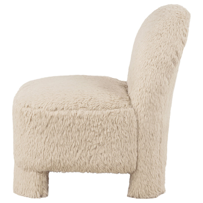 Lacombe Faux Fur Accent Chair Latte