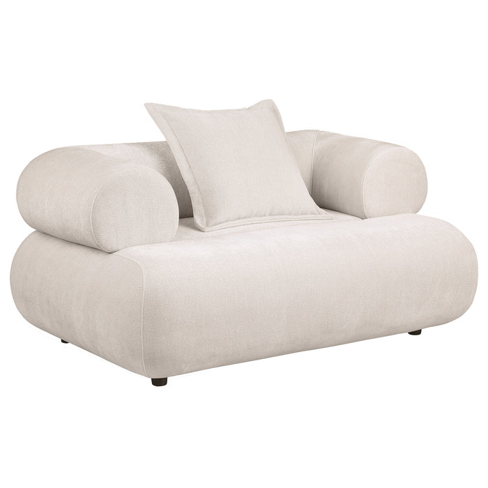 Eskola Chenille Accent Chair with Rounded Shelter Arms Ivory