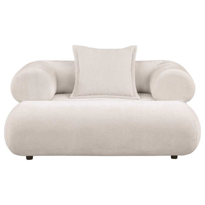 Eskola Chenille Accent Chair with Rounded Shelter Arms Ivory