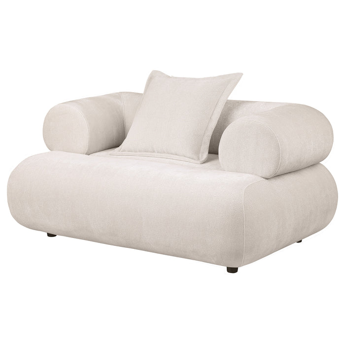 Eskola Chenille Accent Chair with Rounded Shelter Arms Ivory