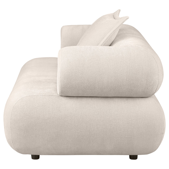 Eskola Chenille Accent Chair with Rounded Shelter Arms Ivory