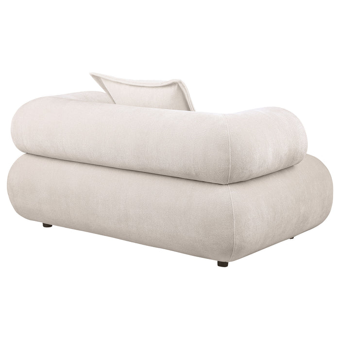 Eskola Chenille Accent Chair with Rounded Shelter Arms Ivory