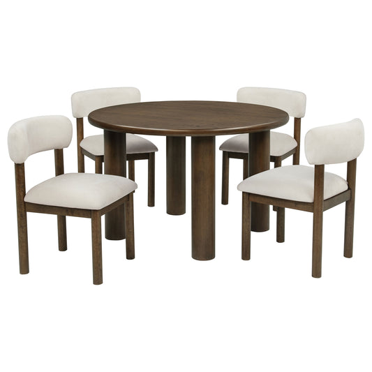 Faulkner 5-piece 48-inch Round Dining Set Cream