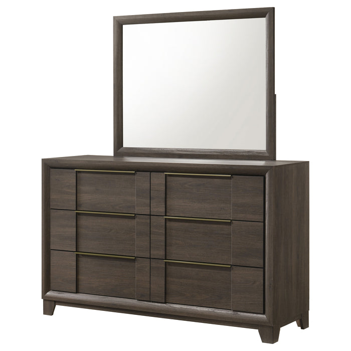 Farre 6-drawer Dresser with Mirror Dark Brown