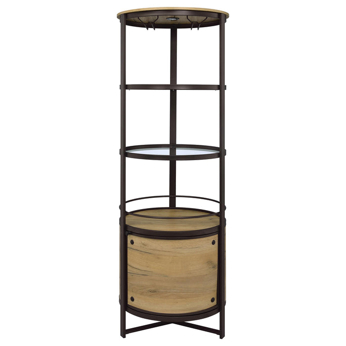 Ritter Round LED Bar Wine Storage Cabinet Rustic Oak