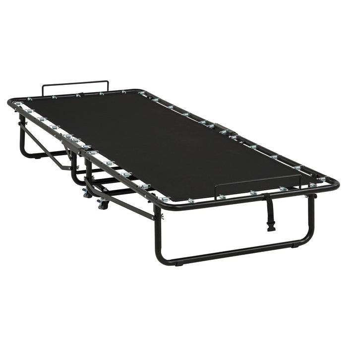 Massey Twin Folding Bed Frame with Memory Foam Mattress Black