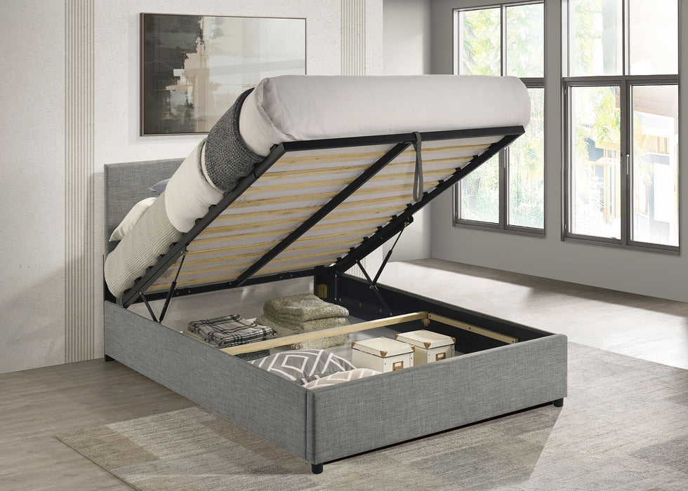 Reeves Upholstered Full Lift-Top Storage Platform Bed Grey