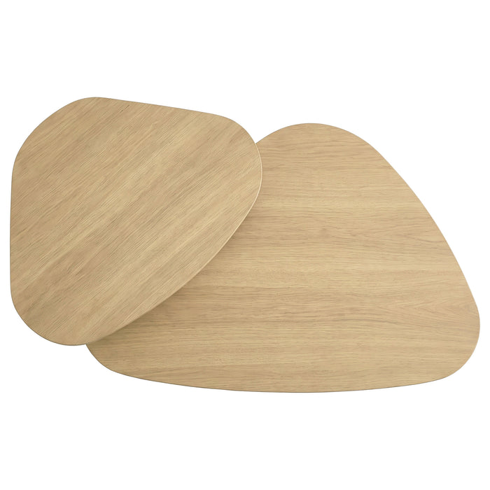 Arjona 2-Piece Triangular Nesting Coffee Table Set Honey Oak
