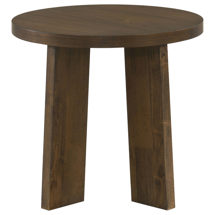 Strouse 2-Piece Round Coffee and End Table Set in Dark Walnut