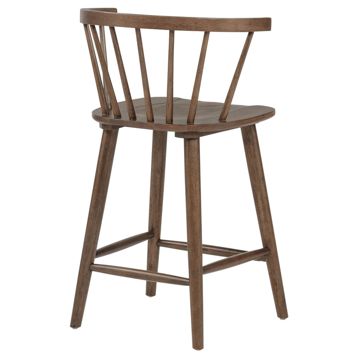Jeffries 2-Piece Curved Spindle-Back Counter Chair Set Walnut