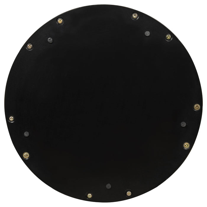 Naser 48-inch Round Glass Top Dining Table Dark Walnut