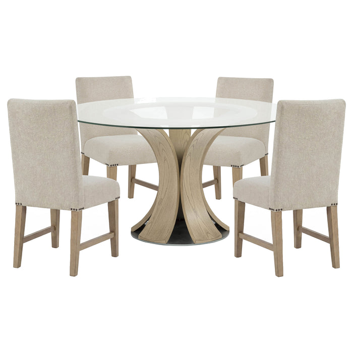 Naser 5-piece 48-inch Round Dining Table Set Beige and Light Oak